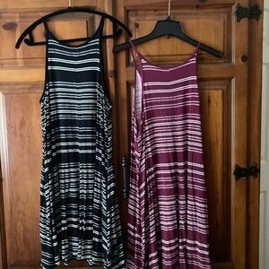 Two Old Navy Fit/Flare Striped Summer Dresses.Size Large